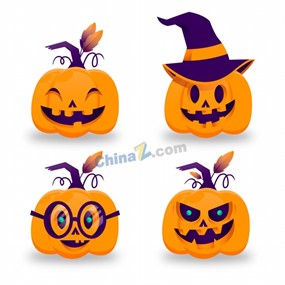 可爱南瓜灯造型图片矢量